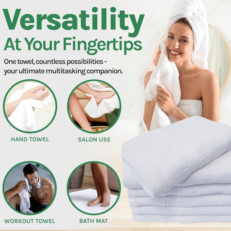 Towels N More 12 White 16x27 Premium Hand Towels with 100% Ring Spun Cotton Loops, Super Absorbent Best for Hotel, Bathroom, Gym, Home or Commercial use (12) - Image 5
